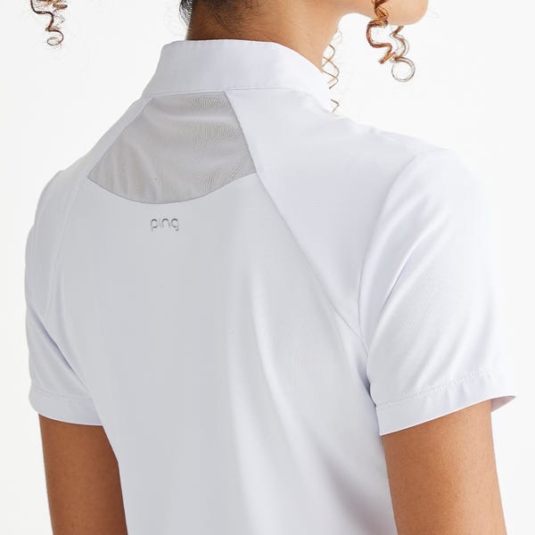 Ping Oona Ladies Sheer Panel Polo Shirt - White