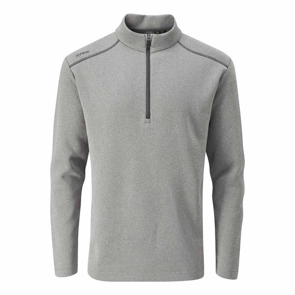 ping Ramsey Men's Half Zip Ribbed Fleece - Ash Marl