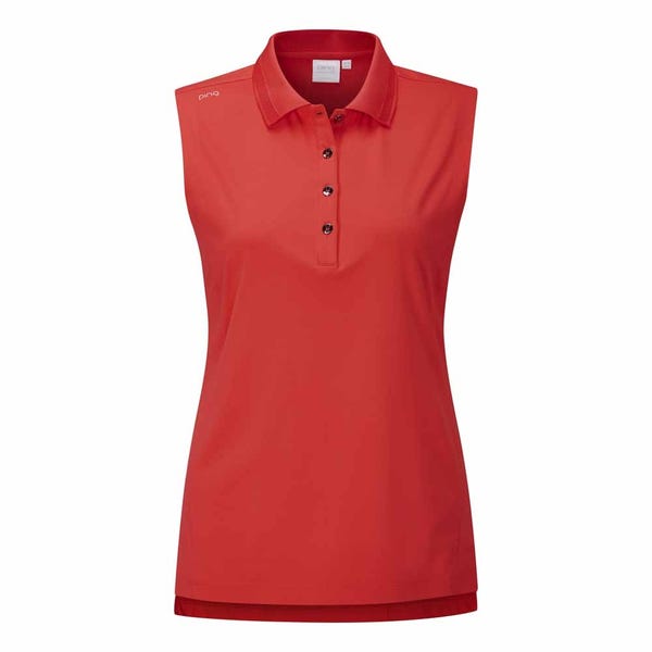ping Solene Ladies Sleeveless Polo Shirt - Rich Red