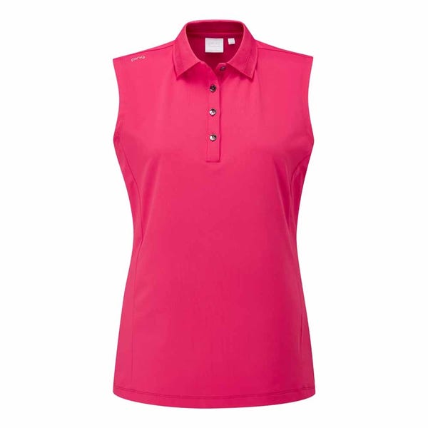 ping Solene Ladies Sleeveless Polo Shirt - Rosebud
