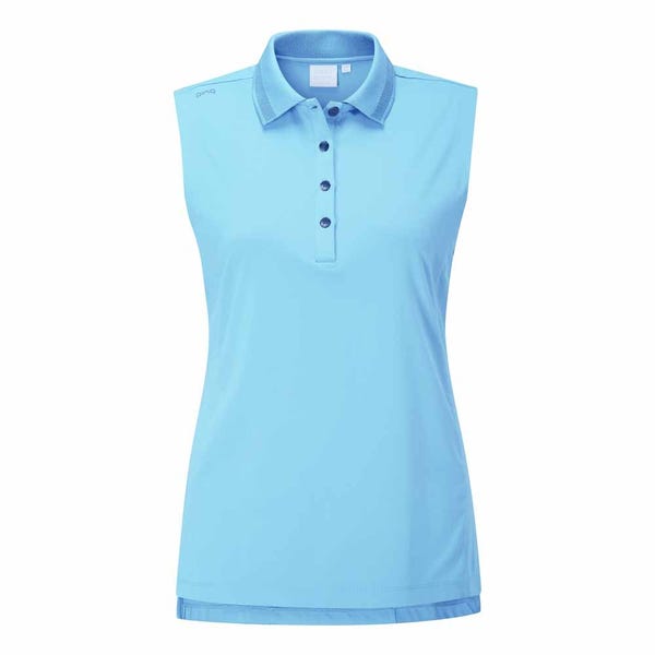ping Solene Ladies Sleeveless Polo Shirt - Sky Blue