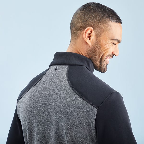 Ping Ramsey Men's Half Zip Ribbed Fleece - Black Marl/Black