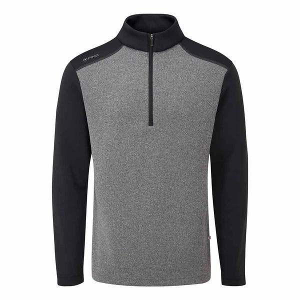 Ping Ramsey Men's Half Zip Ribbed Fleece - Black Marl/Black
