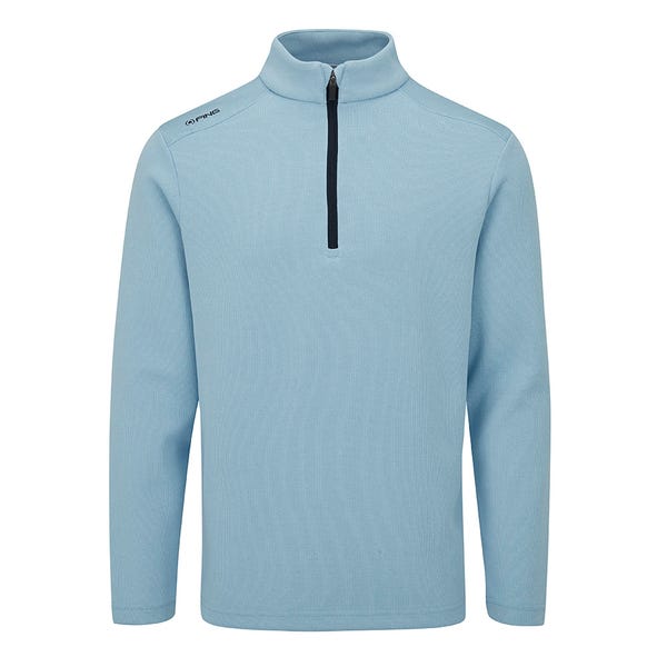 ping Ramsey Men's Half Zip Ribbed Fleece - Sky Blue Marl