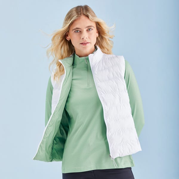 Ping Samantha Ladies Insulated Reversible Vest - White/Eucalyptus Multi