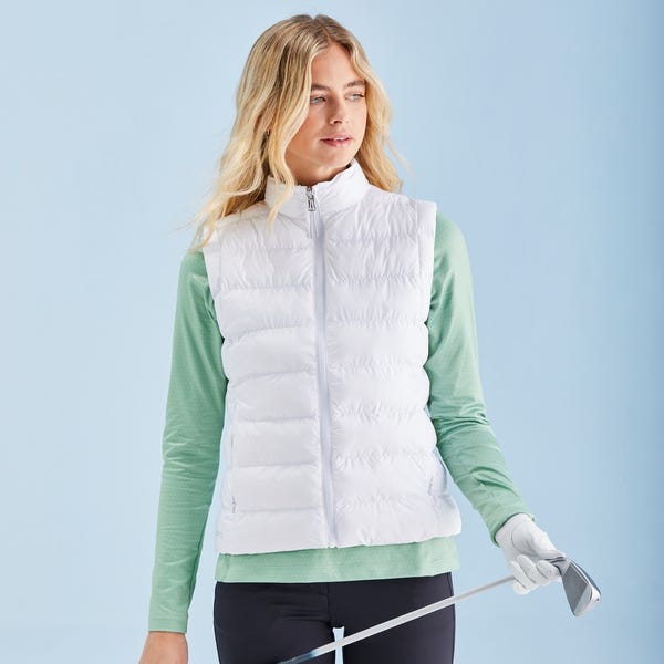 ping Samantha Ladies Insulated Reversible Vest - White/Eucalyptus Multi