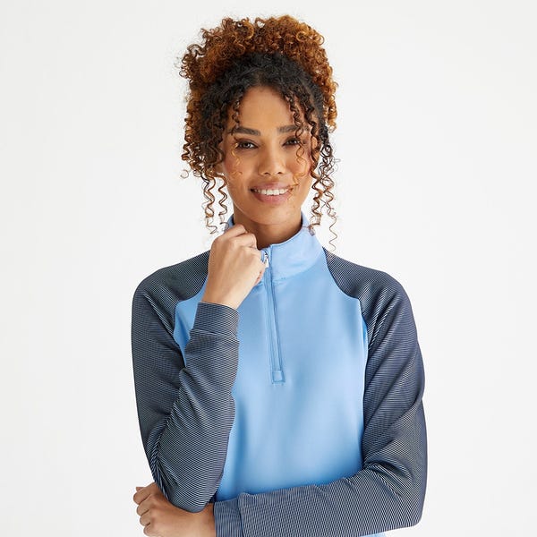 Ping Tembi Ladies Half Zip Midlayer - Cornflower Blue/Navy