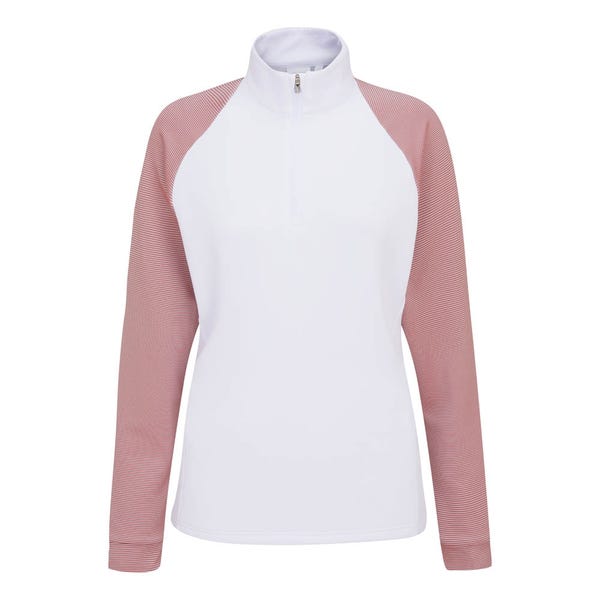 Ping Tembi Ladies Half Zip Midlayer - White/Sweet Pea