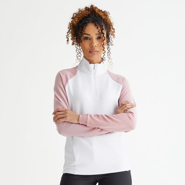 ping Tembi Ladies Half Zip Midlayer - White/Sweet Pea