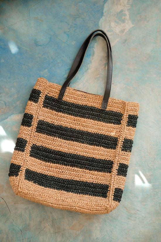 Pink Haley Alina All Over Striped Premium Raffia Tote