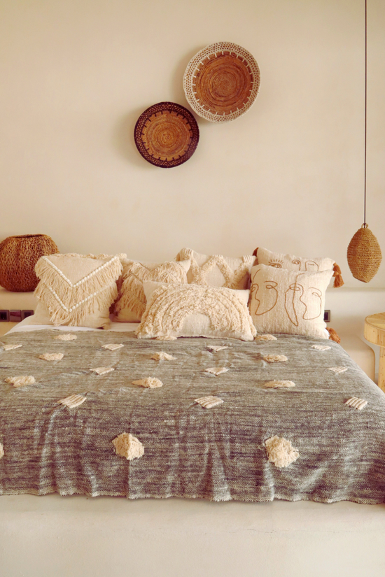 Pink Haley Allison Hand-loomed Organic Cotton Throw Pillow Cover In Cream