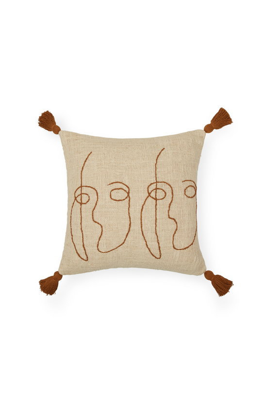 Pink Haley Allison Hand-loomed Organic Cotton Throw Pillow Cover In Cream