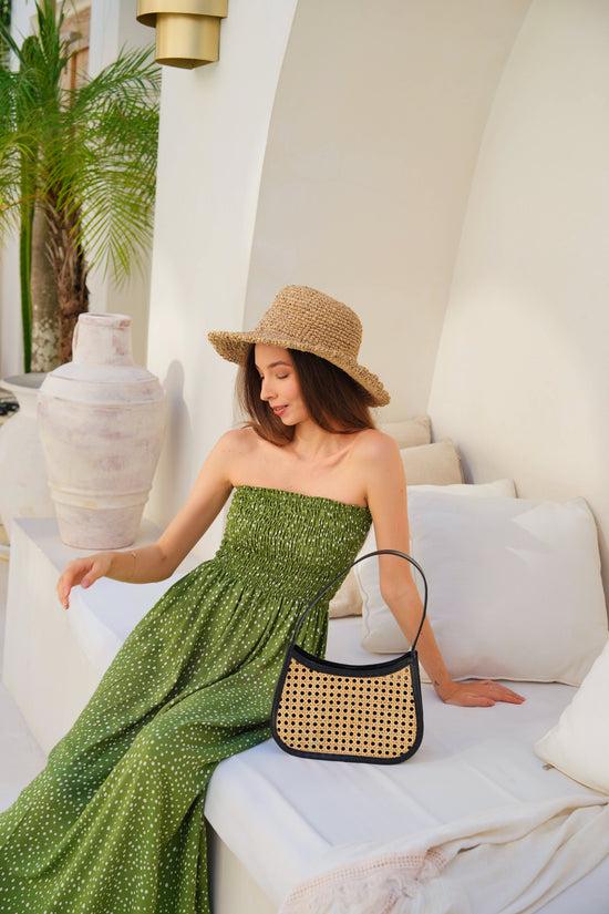 Pink Haley Alma Cane And Leather Mini Tote In Black