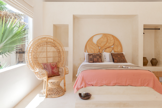 Pink Haley Altadena Palm Leaf Headboard - California King Size (Los Angeles/Local Delivery Only)