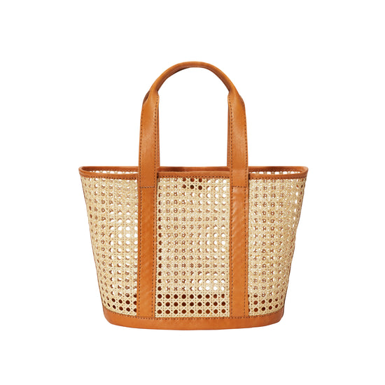Pink Haley Andrea Handmade Cane Woven And Leather Shopper Tote