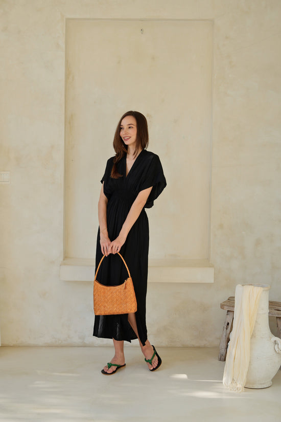 Pink Haley Edith Handwoven Leather Shoulder Bag In Tan