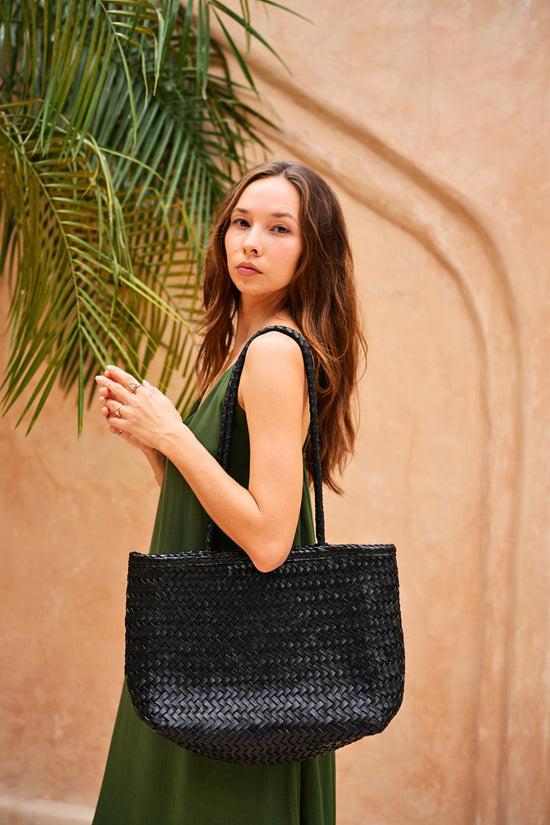 Pink Haley Garcia Artisan Handwoven Leather Tote In Black