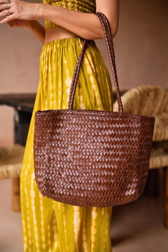pink haley Garcia Artisan Handwoven Leather Tote in Brown pink haley Garcia Artisan Handwoven Leather Tote in Brown