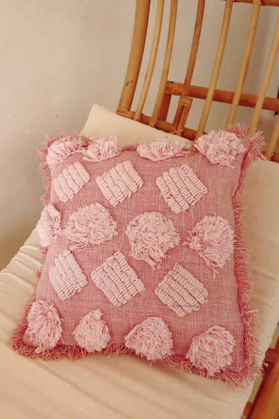 Pink Haley Grace Hand-loomed Organic Cotton Throw Pillow Cover In Pink