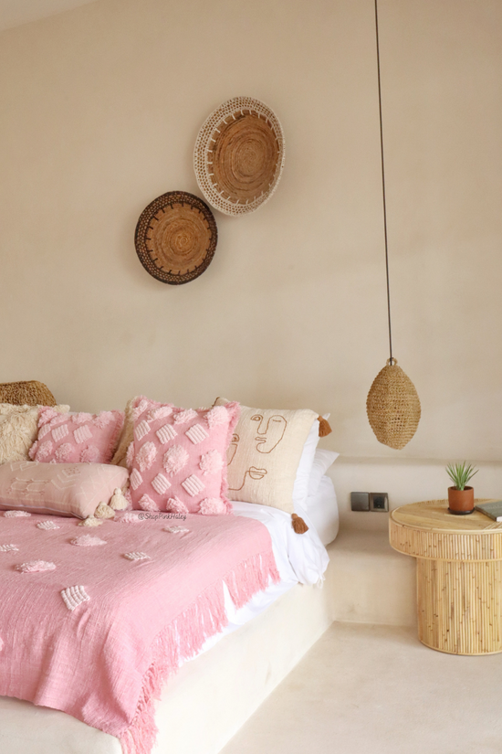 Pink Haley Grace Hand-loomed Organic Cotton Throw Pillow Cover In Pink