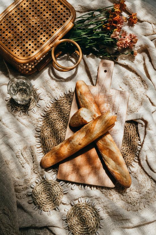 Pink Haley Handwoven Seagrass With Shells Coasters And Placemats