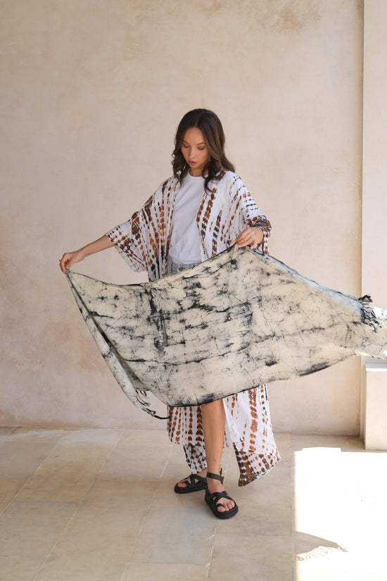 Pink Haley Ivanna Hand Dyed Organic Cotton Scarf In Black And White