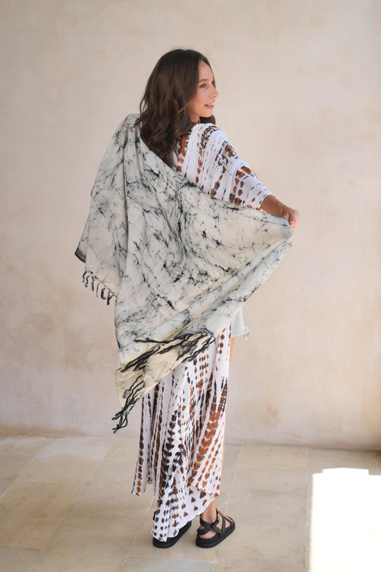 Pink Haley Ivanna Hand Dyed Organic Cotton Scarf In Black And White