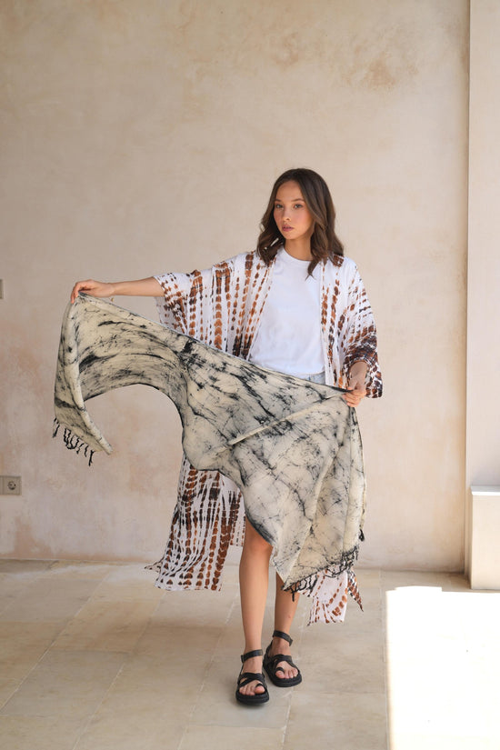 Pink Haley Ivanna Hand Dyed Organic Cotton Scarf In Black And White