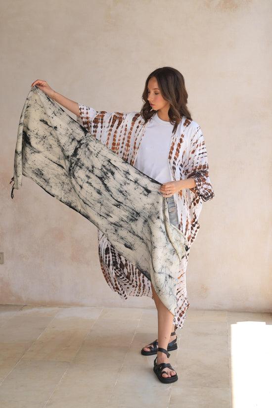 pink haley Ivanna Hand Dyed Organic Cotton Scarf in Black and White