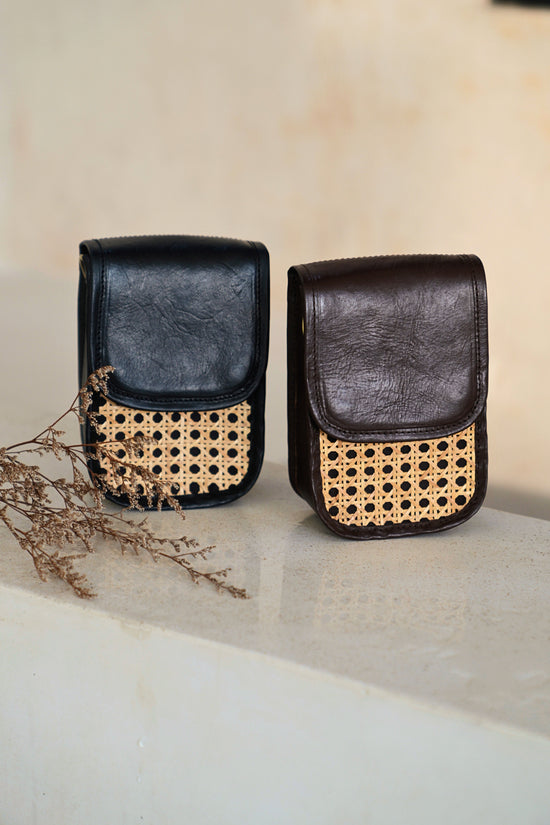 pink haley Jessica Cane and Leather Clutch Crossbody