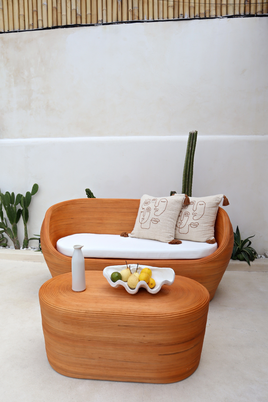 Pink Haley Joyce Organic Rattan Oval Shape Sofa And Matching Coffee Table Bundle (Los Angeles/Local Delivery)
