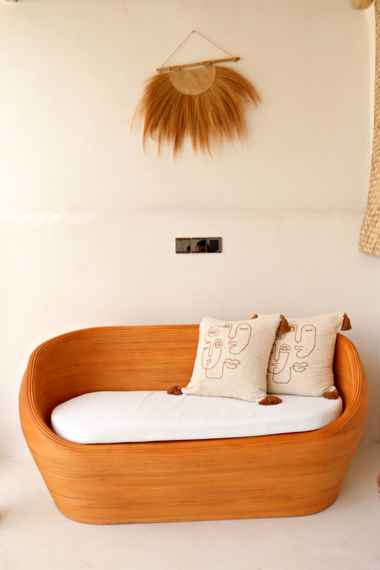 Pink Haley Joyce Organic Rattan Oval Shape Sofa And Matching Coffee Table Bundle (Los Angeles/Local Delivery)