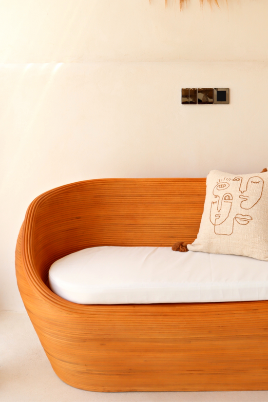 Pink Haley Joyce Organic Rattan Oval Shape Sofa And Matching Coffee Table Bundle (Los Angeles/Local Delivery)