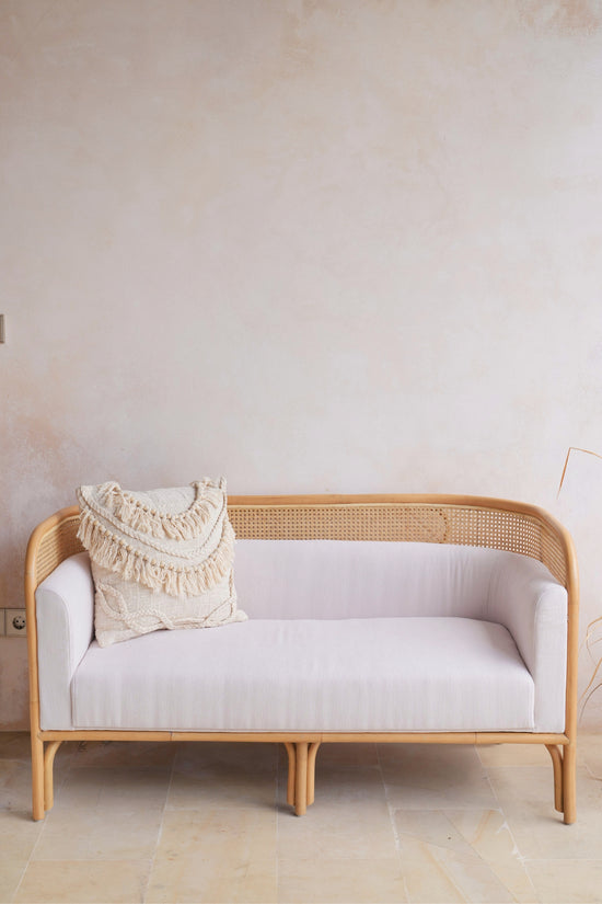 Pink Haley Leía Organic Cotton Fringe Throw Pillow Cover