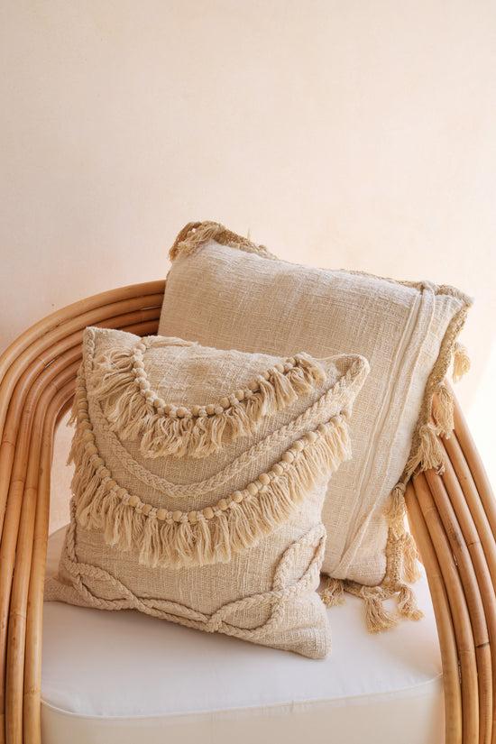 Pink Haley Leía Organic Cotton Fringe Throw Pillow Cover
