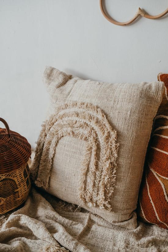 pink haley Luella Rainbow Hand-loomed Organic Cotton Throw Pillow Cover