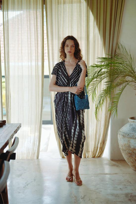 Pink Haley Madella Hand Dyed Kaftan Dress In Black Tie Dyed