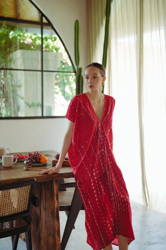 Pink Haley Madella Hand Dyed Kaftan Dress In Tomato