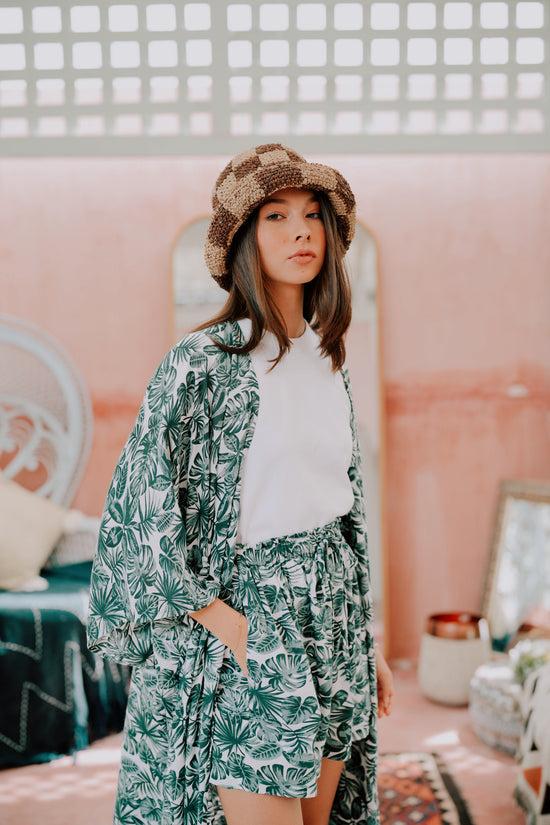 Pink Haley Millie Handwoven Raffia Straw Hat - Checker