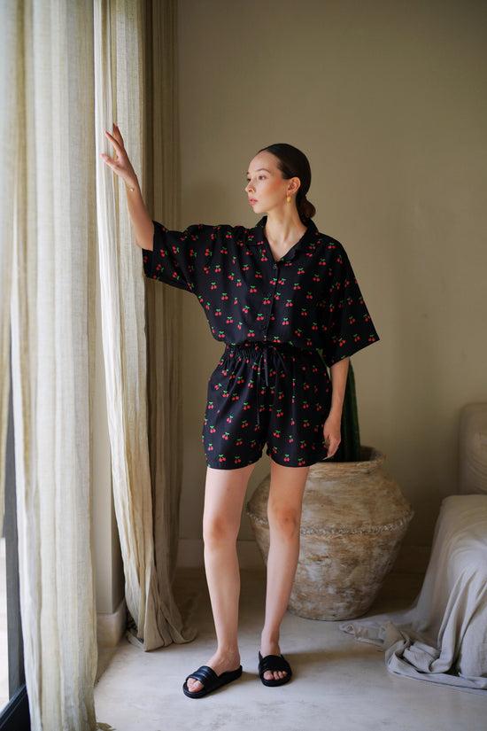 Pink Haley Nostalgic Cherry-Print Travel Matching Set