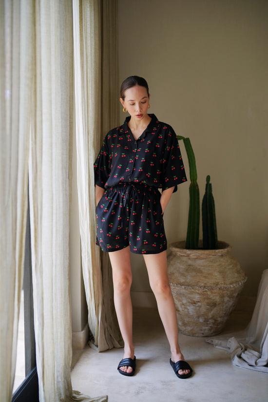 Pink Haley Nostalgic Cherry-Print Travel Matching Set