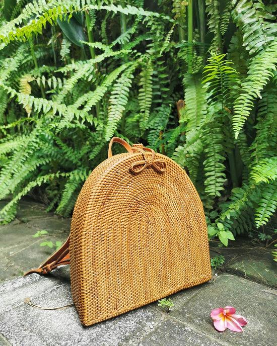 Pink Haley Arch Rattan Backpack