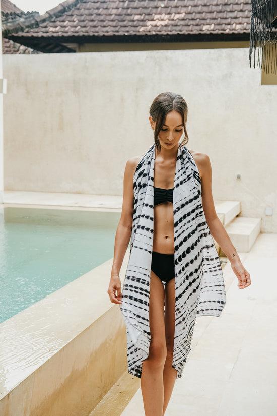 Pink Haley Beach Hand Dyed Sarong In White Multi