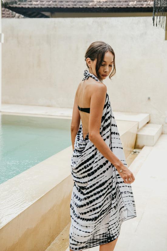 Pink Haley Beach Hand Dyed Sarong In White Multi