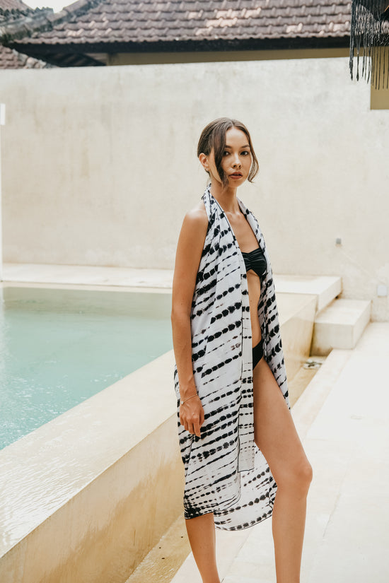 Pink Haley Beach Hand Dyed Sarong In White Multi