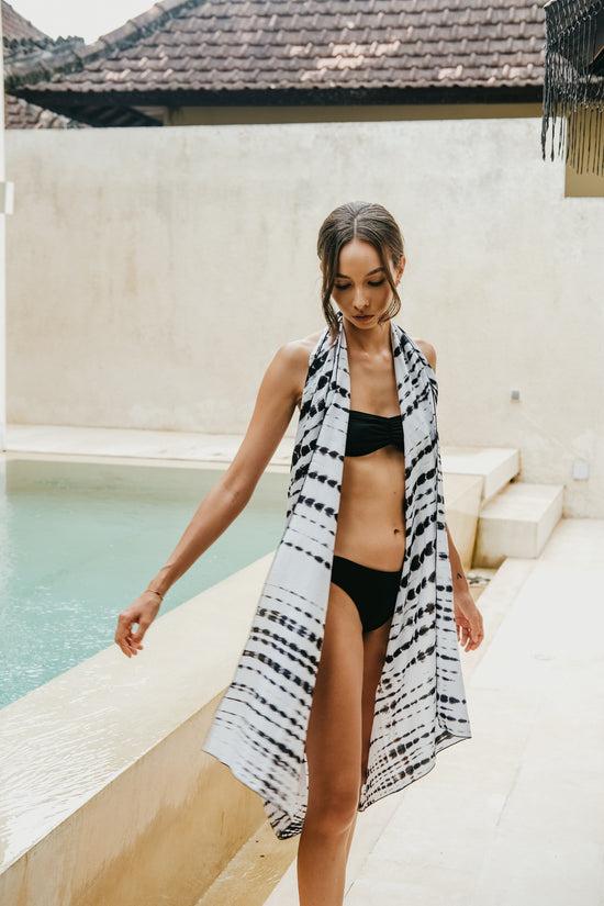 pink haley Beach Hand Dyed Sarong in White multi