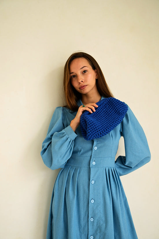 pink haley Cali Top Handle Knit Clutch in Indigo