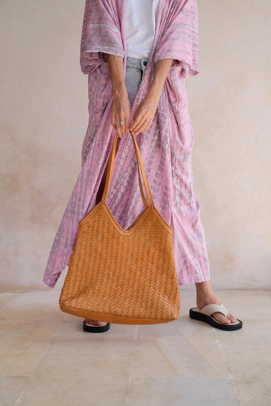 Pink Haley Carmen Handwoven Leather Tote