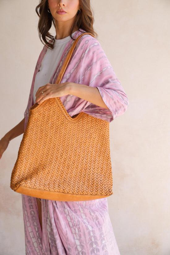 Pink Haley Carmen Handwoven Leather Tote