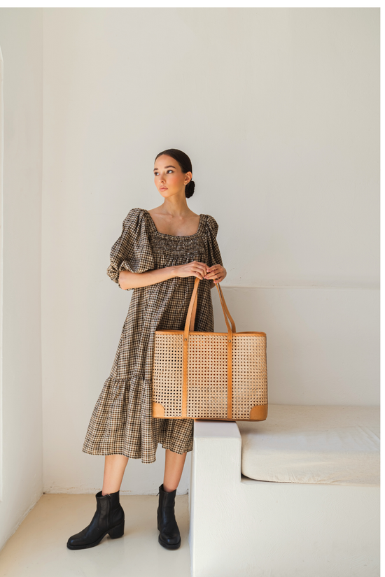 Pink Haley Carol Oversized Sleeves Midi Dress